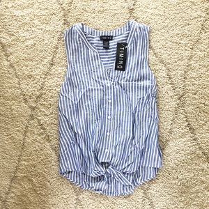 Stripe button down tank top